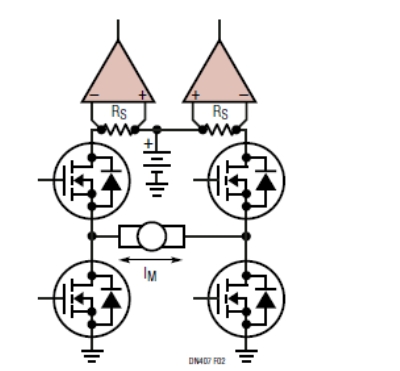 圖2：與 PWM相兼容的H橋負載檢測。