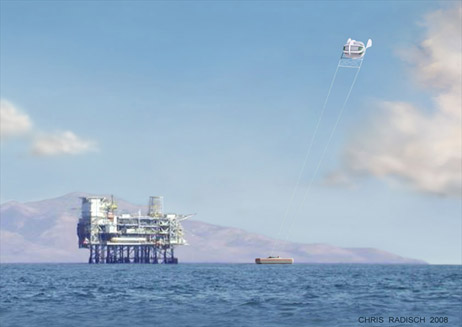 圖3這種風機未來將廣泛適用於偏遠無電地區，如鑽井平台、荒漠、小島等