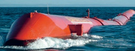 圖4為挪威國家石油公司生產的波浪能發電機Pelamis